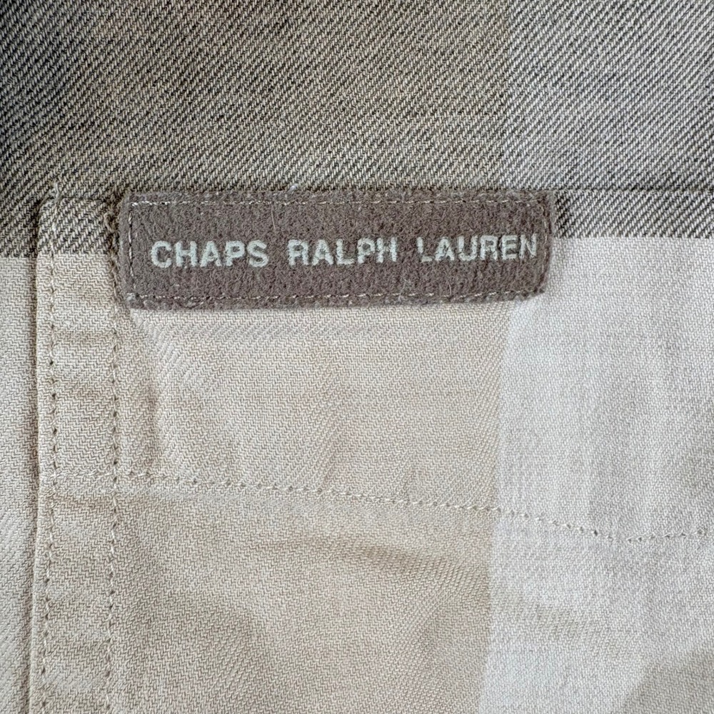 Vintage Ralph Lauren Buffalo Check Plaid Shirt Mens M Beige Gray Workwear Grunge - Picture 10 of 10